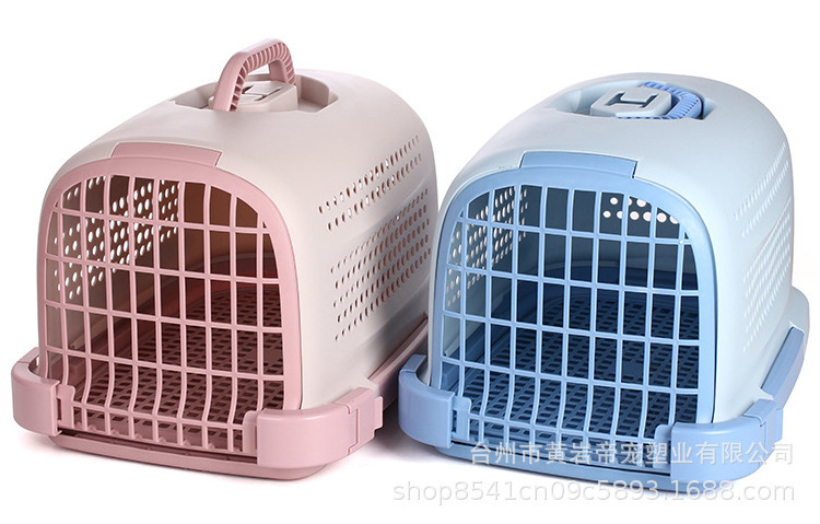 Portable Pet Carrier Transport Box for Dog and Cat Rabbit Cage Plastic Travel Box Carry Concealed Handle