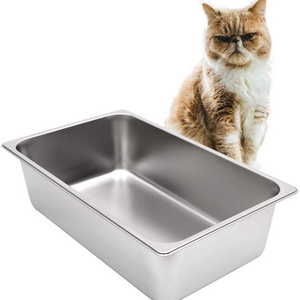 Large Stainless Steel Litter Box for Cat and Rabbit Non Stick Smooth Surface Easy Cleaning