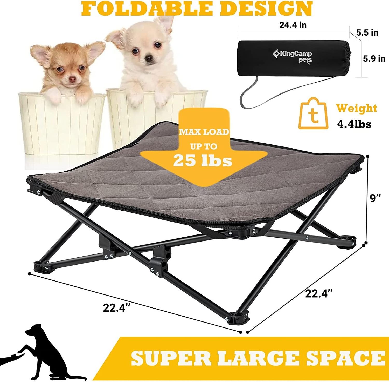 Elevated Dog Bed Raised Cot Outdoor Folding Dog Pet Cot with Separate Washable Sleeping Mattress Stable Dura