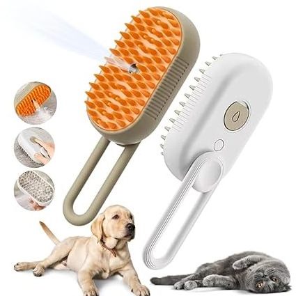 3 in 1 Cat Dog Hair Cleaner Electric USB Water Spray Steam Comb Cat Steamer Brush for Cats Massage with Handle