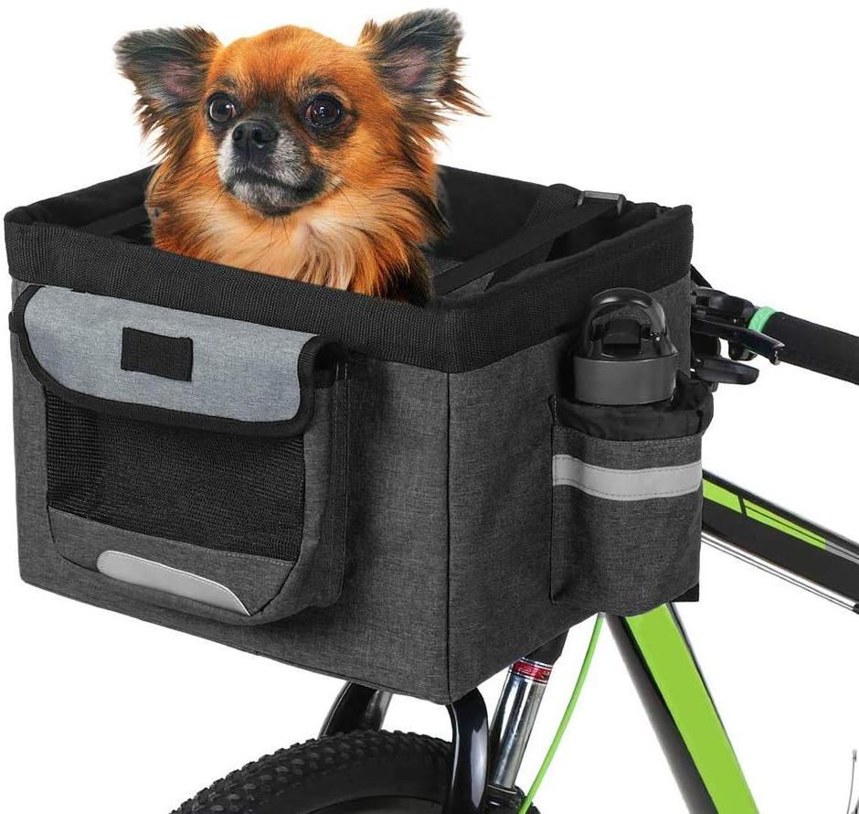 Folding Pet Cat Dog Carrier Front Removable Bicycle Handlebar Basket Quick Release Easy Install Detachable Cycling Bag