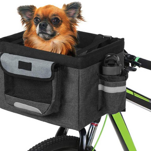 Folding Pet Cat Dog Carrier Front Removable Bicycle Handlebar Basket Quick Release Easy Install Detachable Cycling Bag