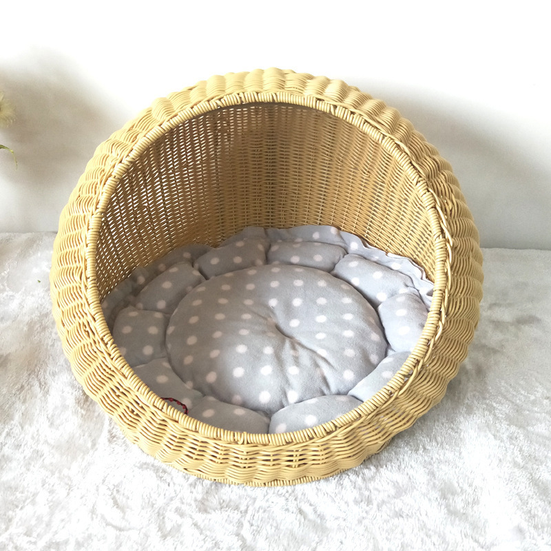 Wicker Cat Bed Pet Basket New Design Rattan Cat Bed