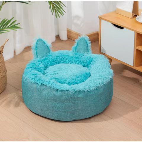 Lazy Rabbit Upgrade Cat Bed for Indoor Cats, Fluffy Calming Self Warming Round Cushion