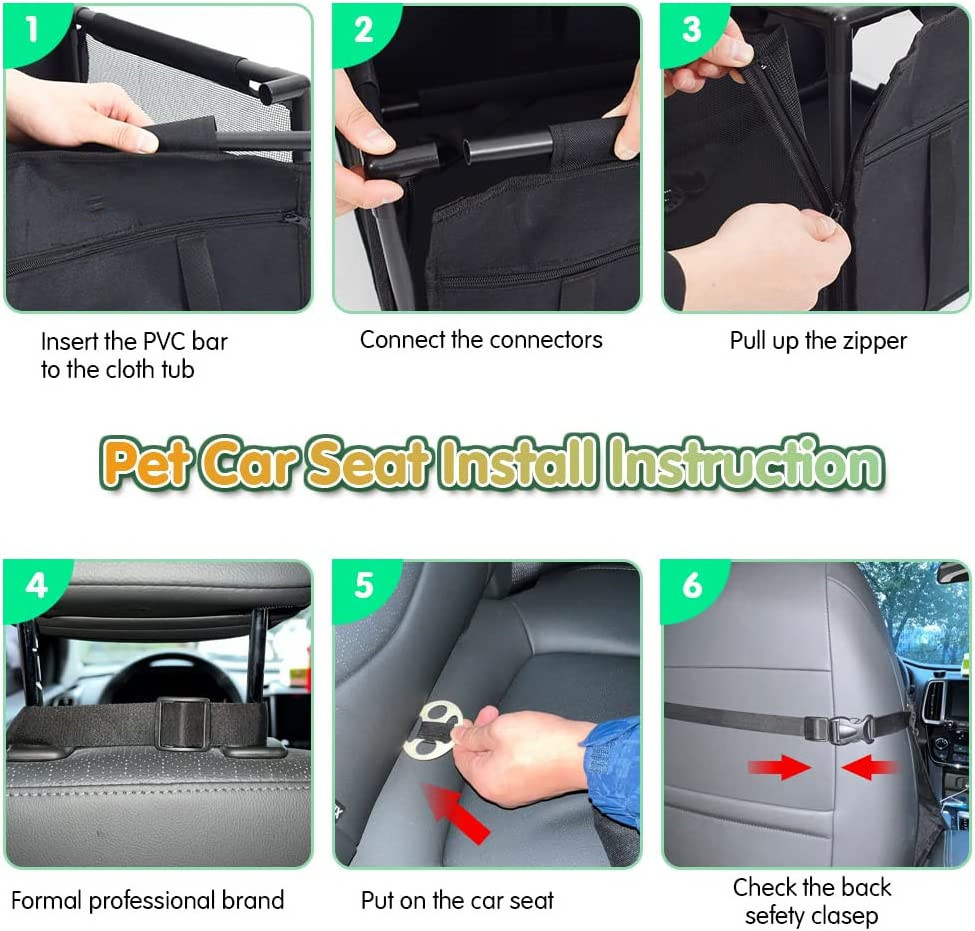 Dog Car Seat, Puppy Pet Car Booster Seats for Back and Front Seat ,with Whole Sturdy PVC Frame