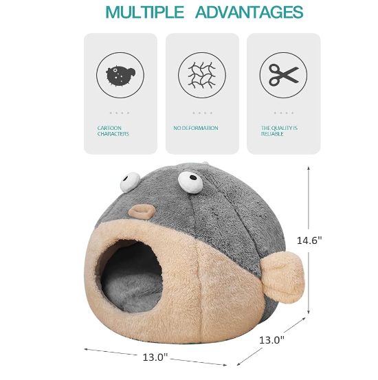 Cat Bed Cave with Removable Washable Cushioned Pillow Soft Plush Premium Cotton No Deformation Pet Bed