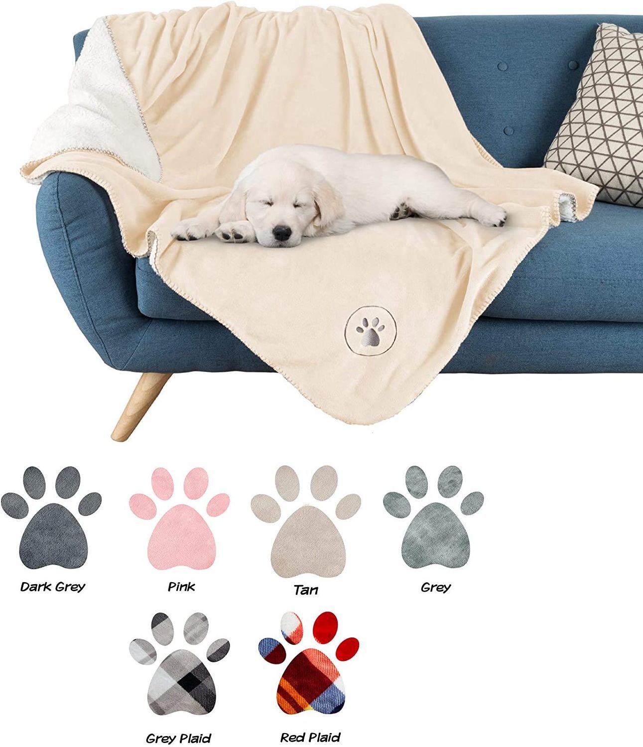 Reversible Cream Throw Protects Couch, Car, Bed from Spills, Stains, or Fur  Dog and Cat Blankets Large