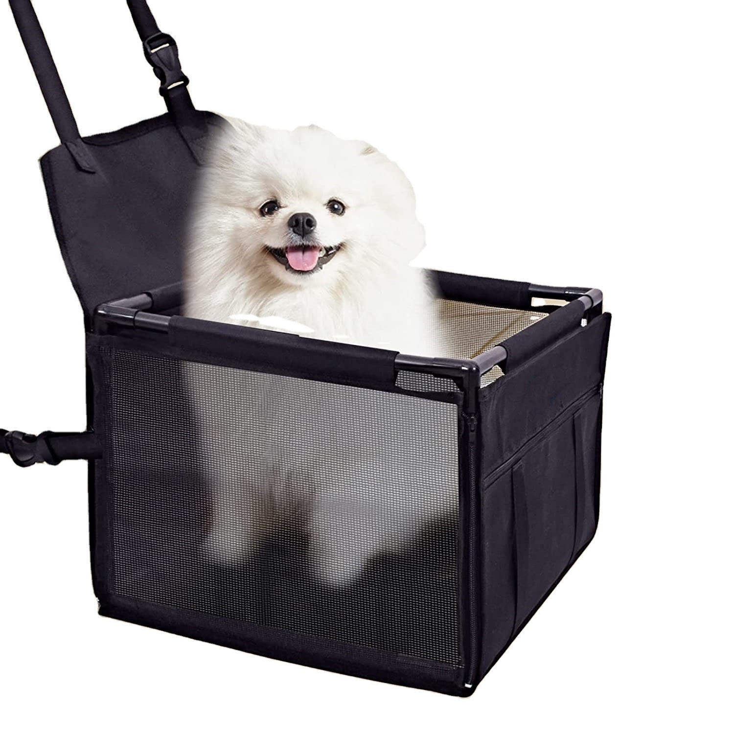 Dog Car Seat, Puppy Pet Car Booster Seats for Back and Front Seat ,with Whole Sturdy PVC Frame