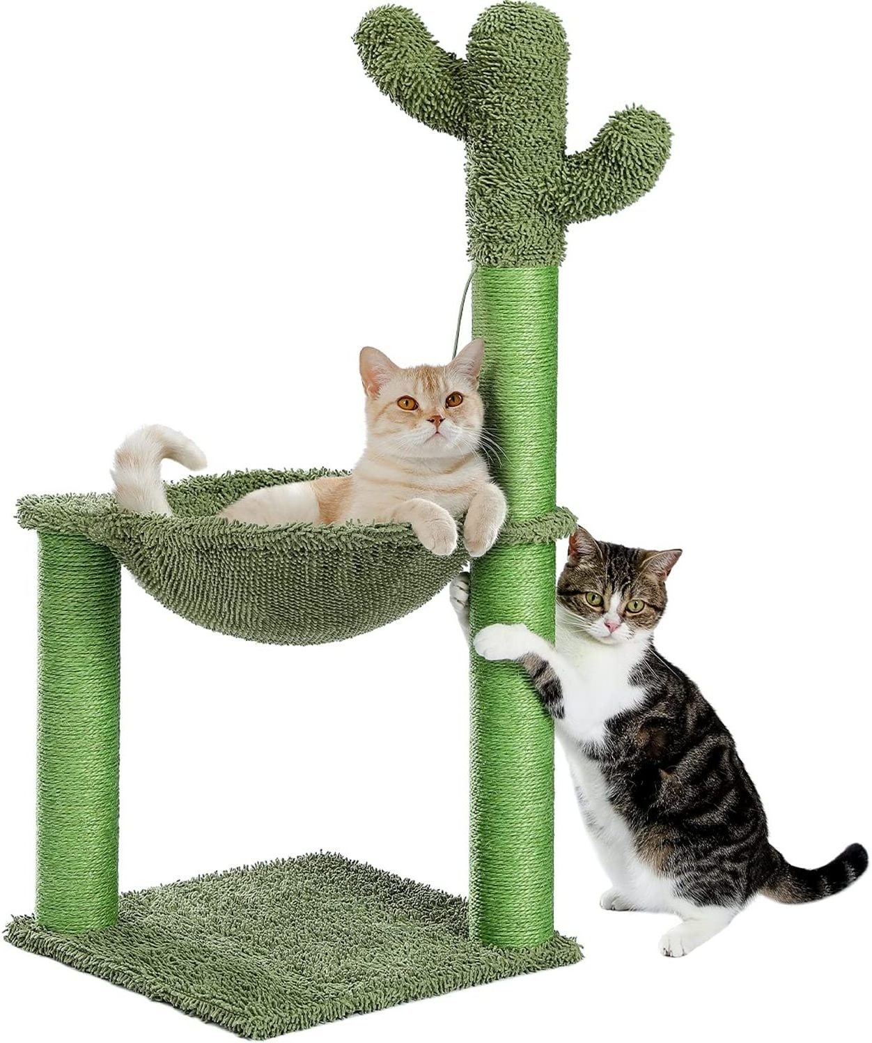 Cat Scratching Tree Post with Large Hammock and Fully Wrapped Sisal Scratching Post for Indoor Cats-Regular