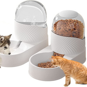 Automatic Dog Cat Feeder and Water Dispenser Set,Gravity Dog Feeder and Waterer Set with Pet Food Bowl, 2L Capacity Pet Food Dis