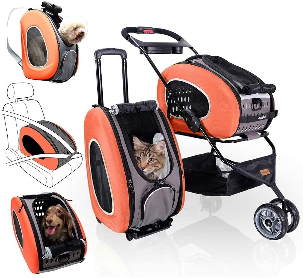 5 in 1 Luxury Pet Carrier Backpack Car Seat Pet Carrier Stroller Carriers with Wheels for Dogs and Cats All in ONE