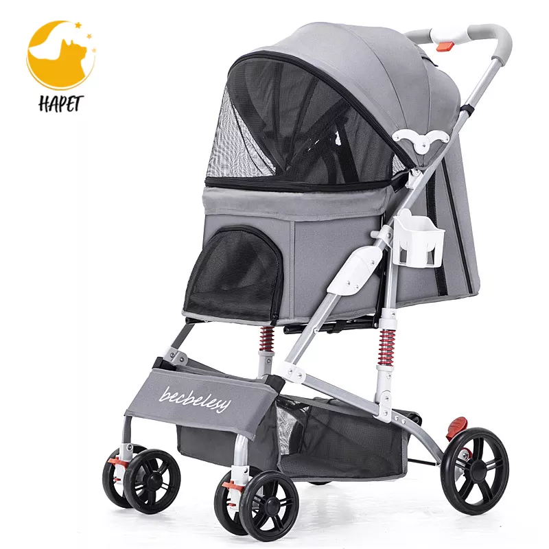 Wholesale Pet Travel Stroller Compact Large Wheels dog cat traveling stroller