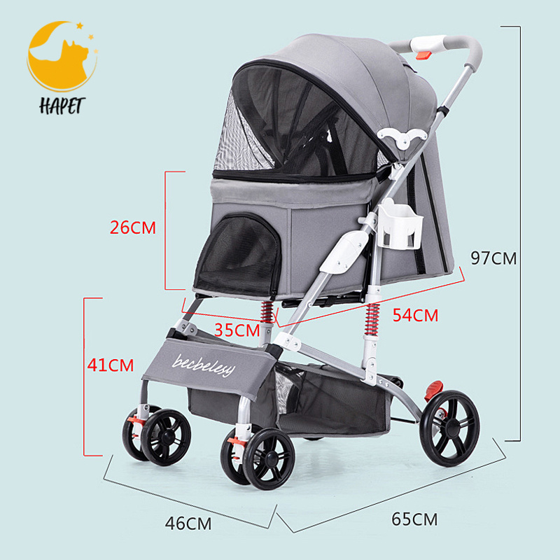 High Quality Double Pet Stroller Zip less Entry for Single or Multiple Dogs/Cats Plush Pad Weather Cover Included Large