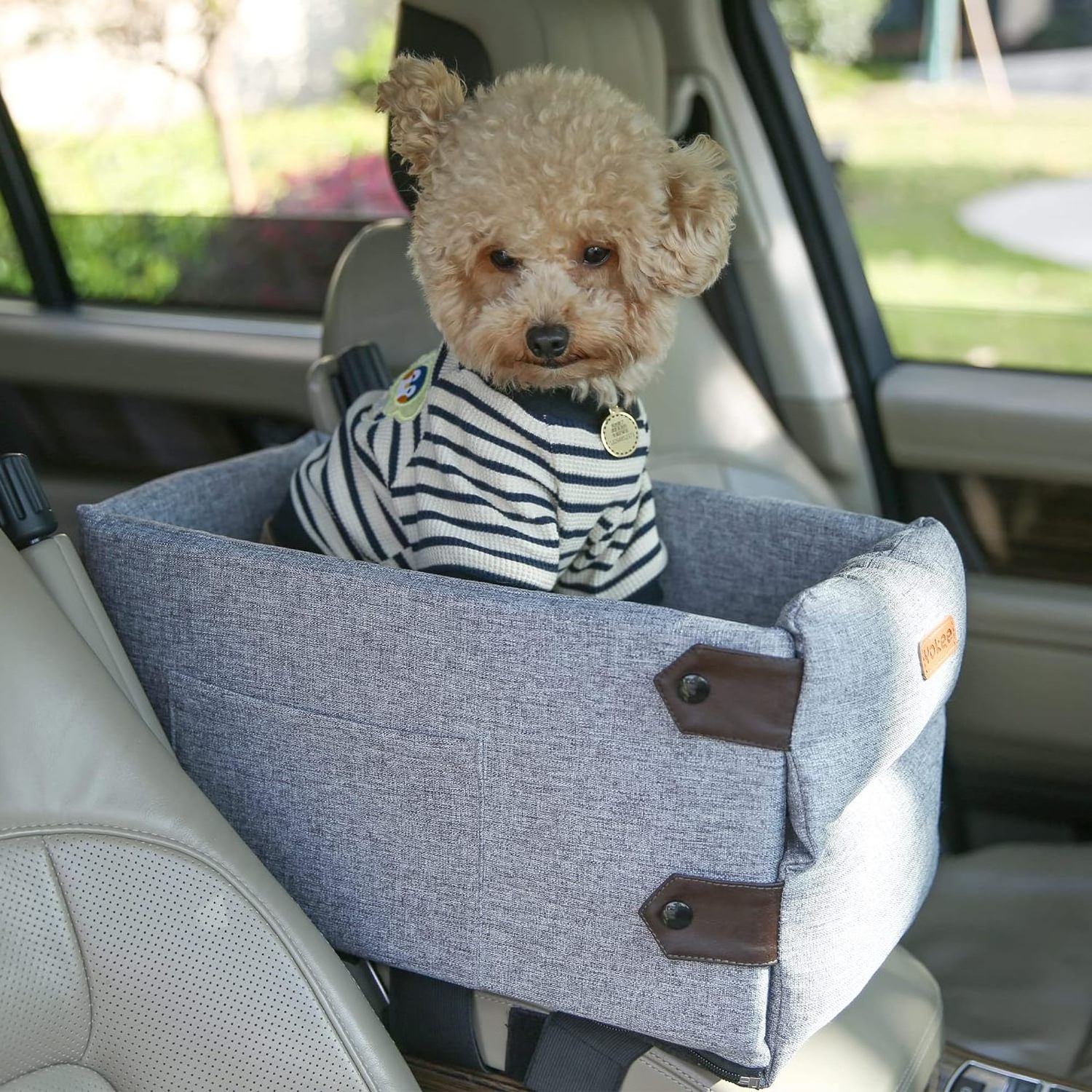 Dog Booster Seat Console Dog Pet Car Travel Safety Carrier Booster Bag Fit Most Car Interactive Pet Seat Travel