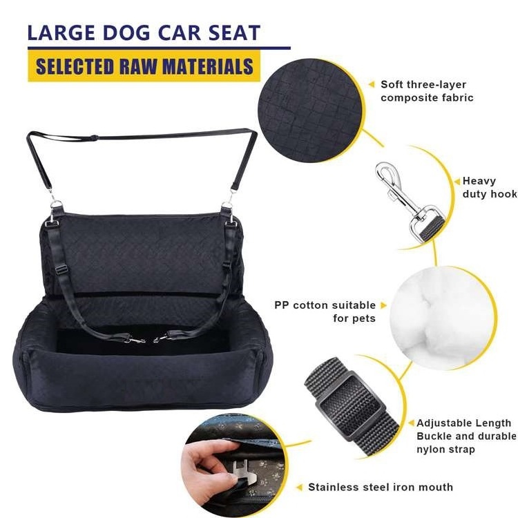 Dog Car Seat 2 Small Dog Car Back Seats Travel Bed Dog Seat with anti-slip base