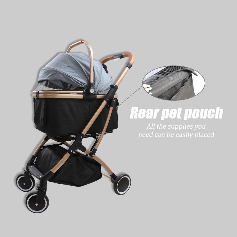 Pet Stroller 3 In 1 Pet Trolley Carrier with Wheels Foldable Pet Stroller with Detachable Carrier