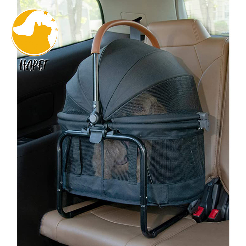 Outdoor Portable Pet Carrier Folding Pet Stroller for Small Medium Dogs Four Wheeled Pet Trolley