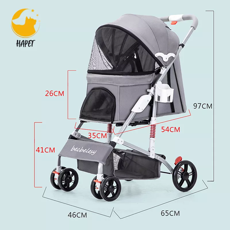 Wholesale Pet Travel Stroller Compact Large Wheels dog cat traveling stroller