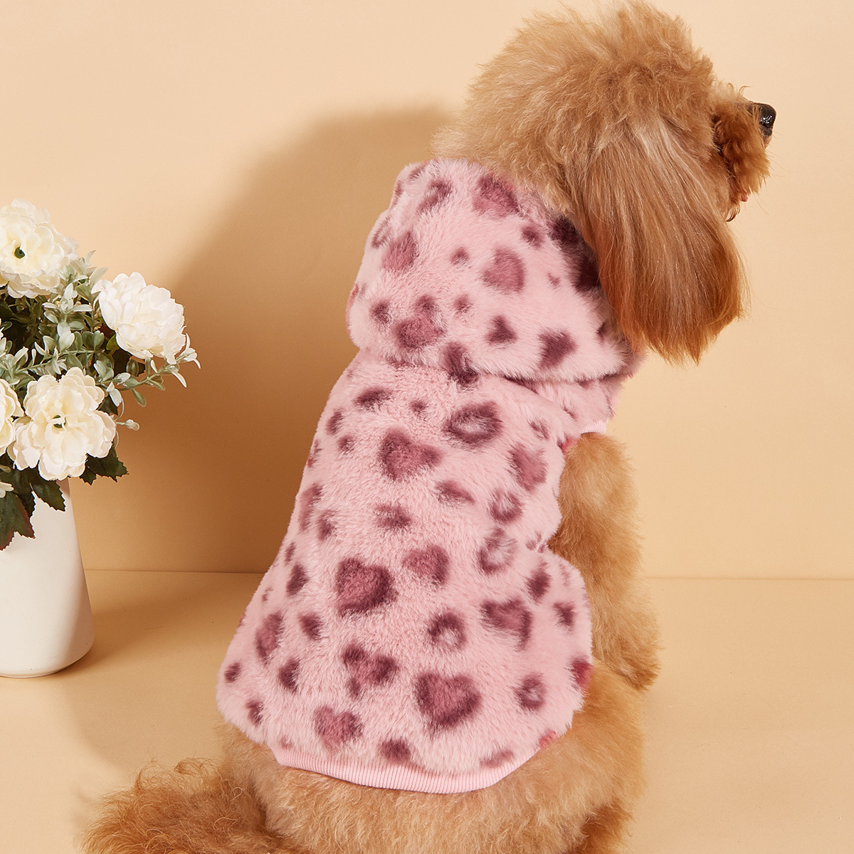 Wholesale Pet Dog Clothes Small Teddy French Bulldog Luxury Cute Leopard Warm Pet Dog Winter Clothes Hoodie