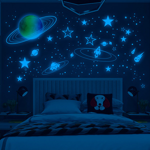 Wholesale Custom Wall Stickers PVC Removable Glow in the Dark Planet Clouds Star Rainbow Wall Decorative Sticker For Bedroom