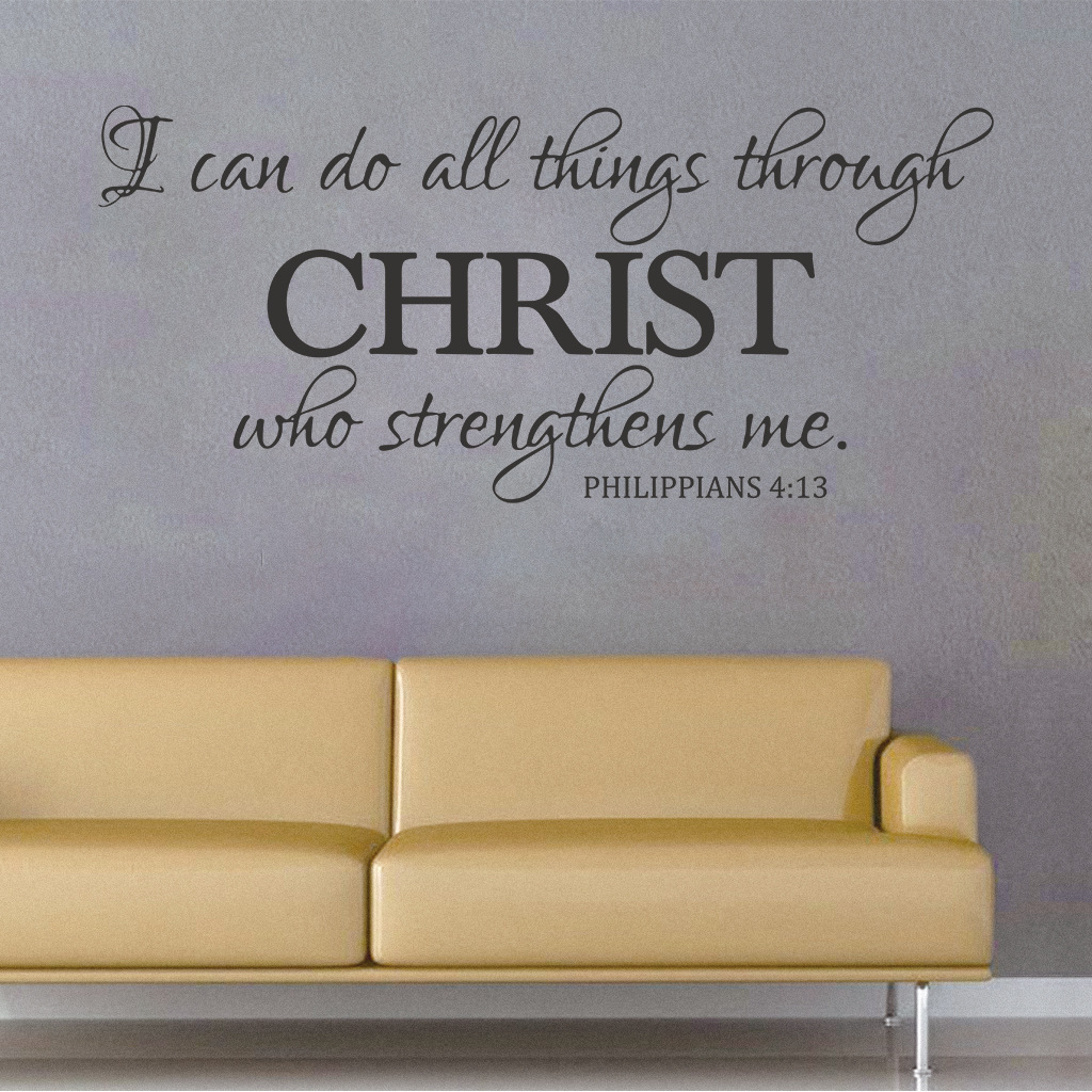 Wholesale Custom PVC I Can Do All Things Throught Christ Decorative Religious Bible Verse Christian Wall Stickers