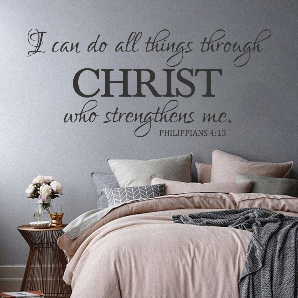 Wholesale Custom PVC I Can Do All Things Throught Christ Decorative Religious Bible Verse Christian Wall Stickers