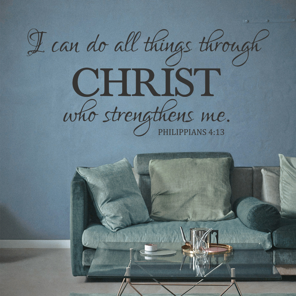 Wholesale Custom PVC I Can Do All Things Throught Christ Decorative Religious Bible Verse Christian Wall Stickers