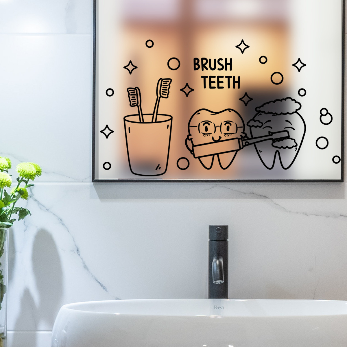 Wholesale Custom Cute Cartoon Dental Hospital Brush Teeth Bathroom Decorative Window Wall Sticker for Kids