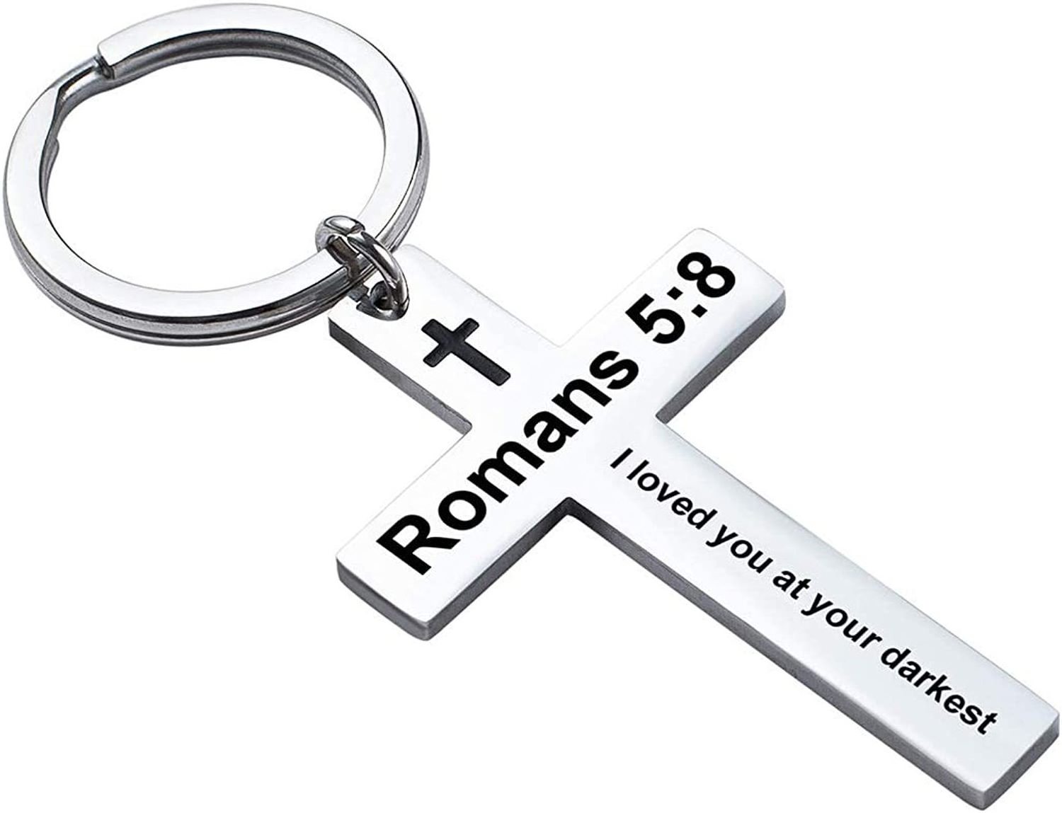 Wholesale Custom Gift Keychain Religious Jesus Christian Cross Bible Verse Stainless Steel Metal Keychain