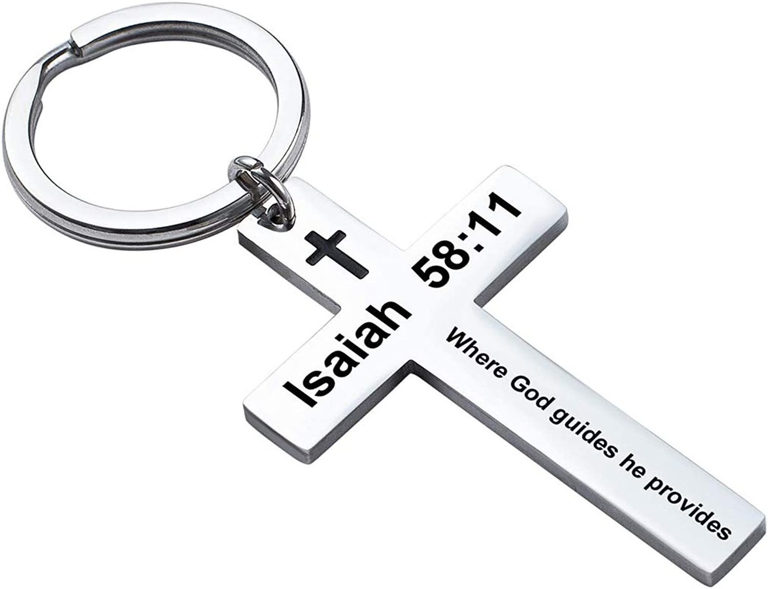 Wholesale Custom Gift Keychain Religious Jesus Christian Cross Bible Verse Stainless Steel Metal Keychain