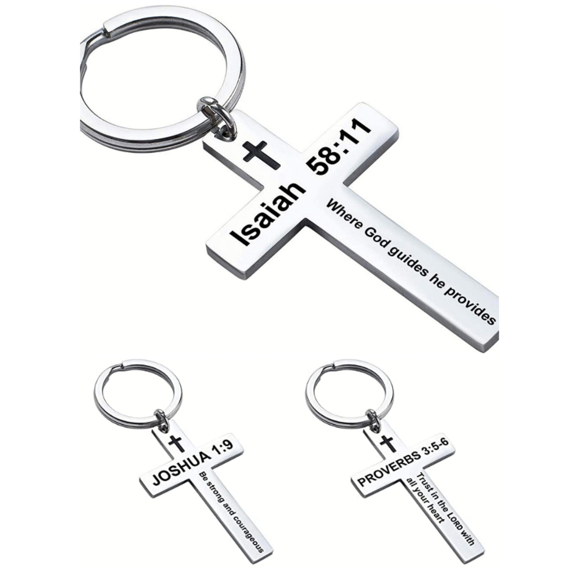 Wholesale Custom Gift Keychain Religious Jesus Christian Cross Bible Verse Stainless Steel Metal Keychain