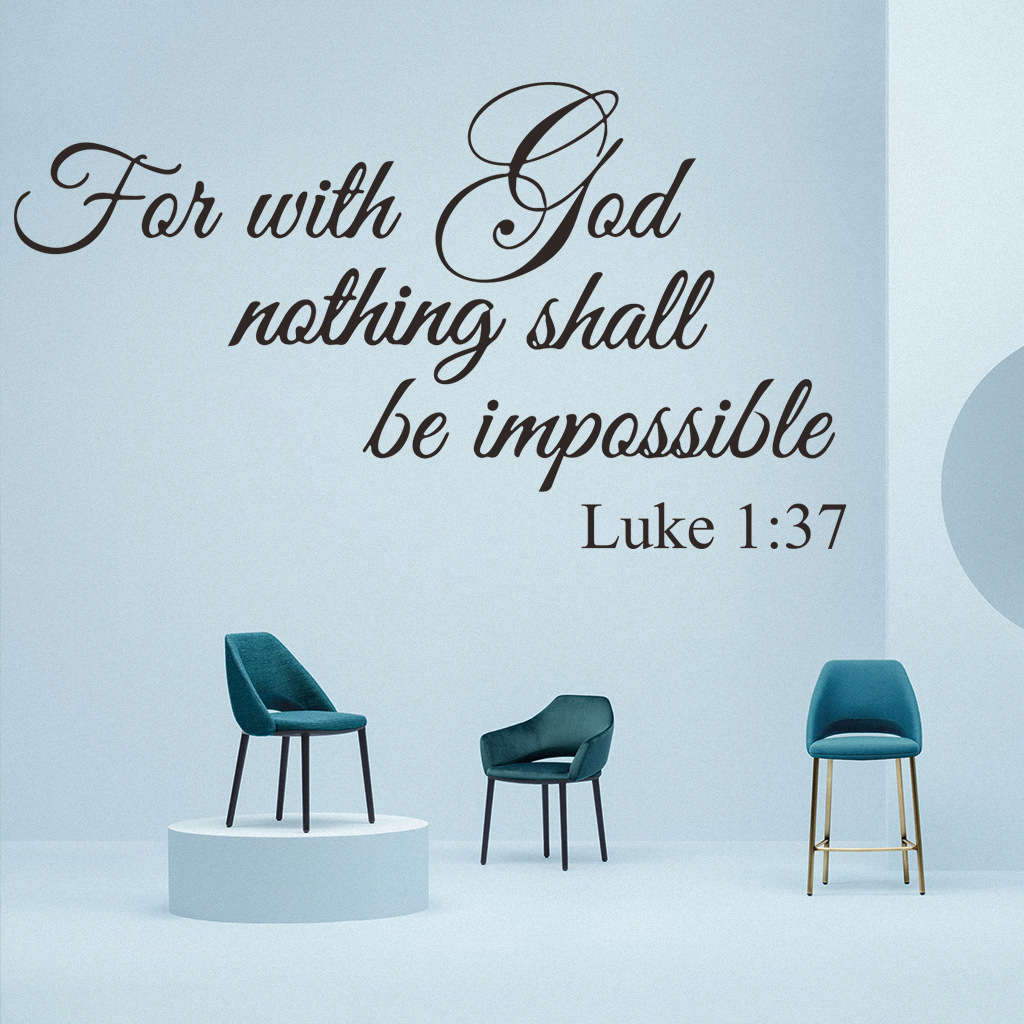 Factory Custom Christian Wall Sticker With God Nothing Shall Be Possible Decorative Religious Bible Verse Wall Stickers