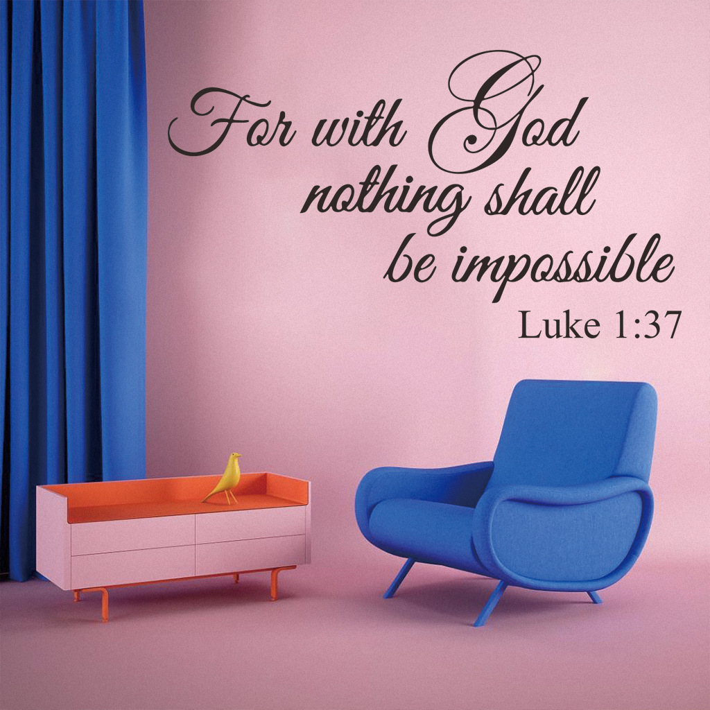 Factory Custom Christian Wall Sticker With God Nothing Shall Be Possible Decorative Religious Bible Verse Wall Stickers