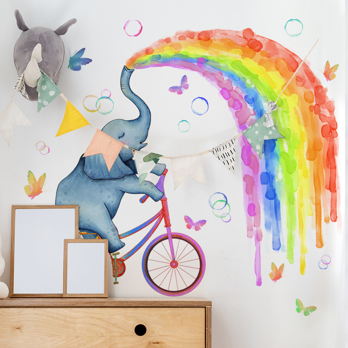 Wholesale Custom Wall Stickers PVC Cartoon Rainbow Decorative Kids Nursery Wall Stickers for Bedroom