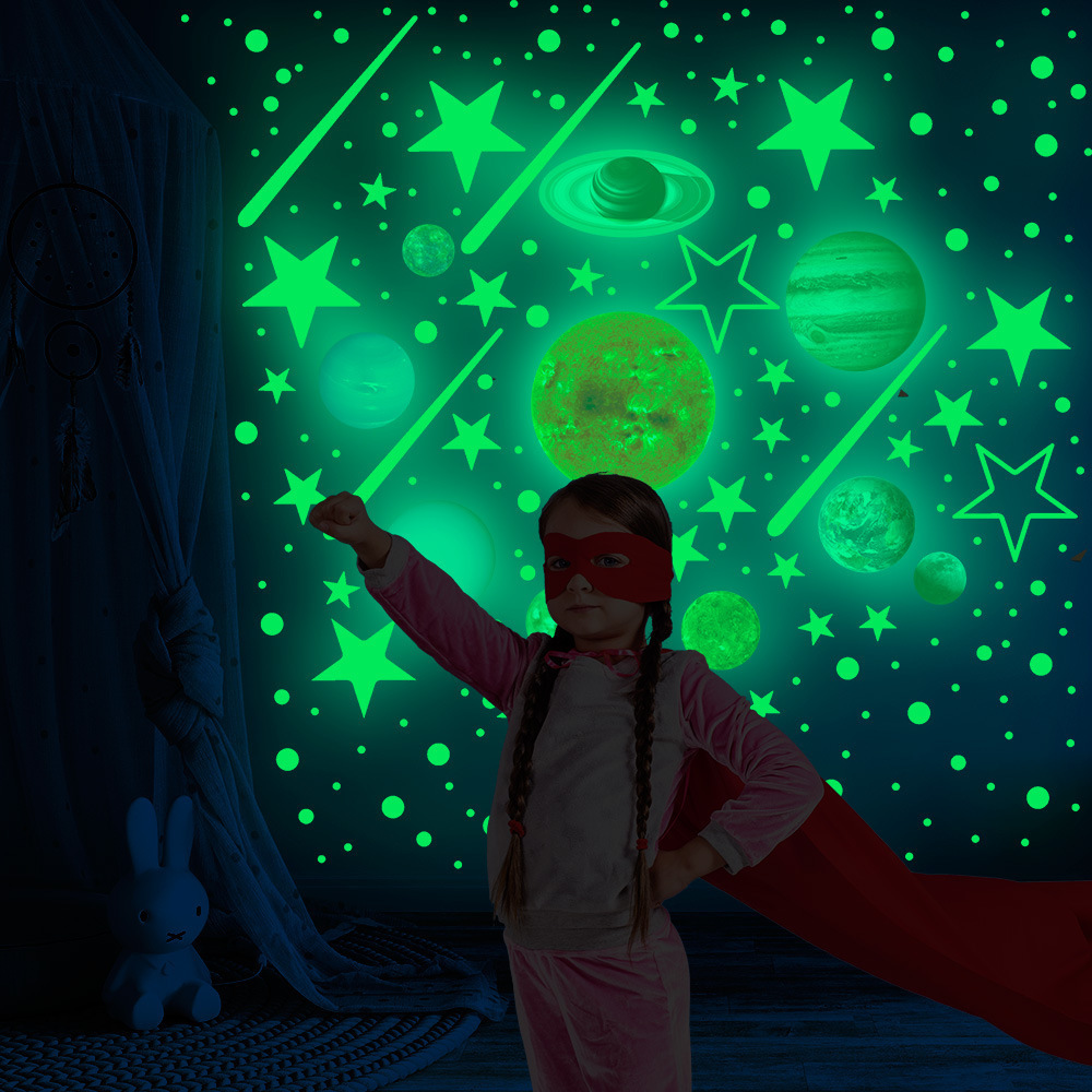 Wholesale Custom Solar System Planet Stars Luminous Glow in the Dark Kids Wall Stickers for Kids Bedroom