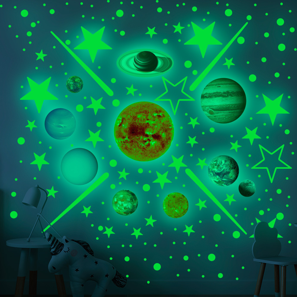 Wholesale Custom Solar System Planet Stars Luminous Glow in the Dark Kids Wall Stickers for Kids Bedroom