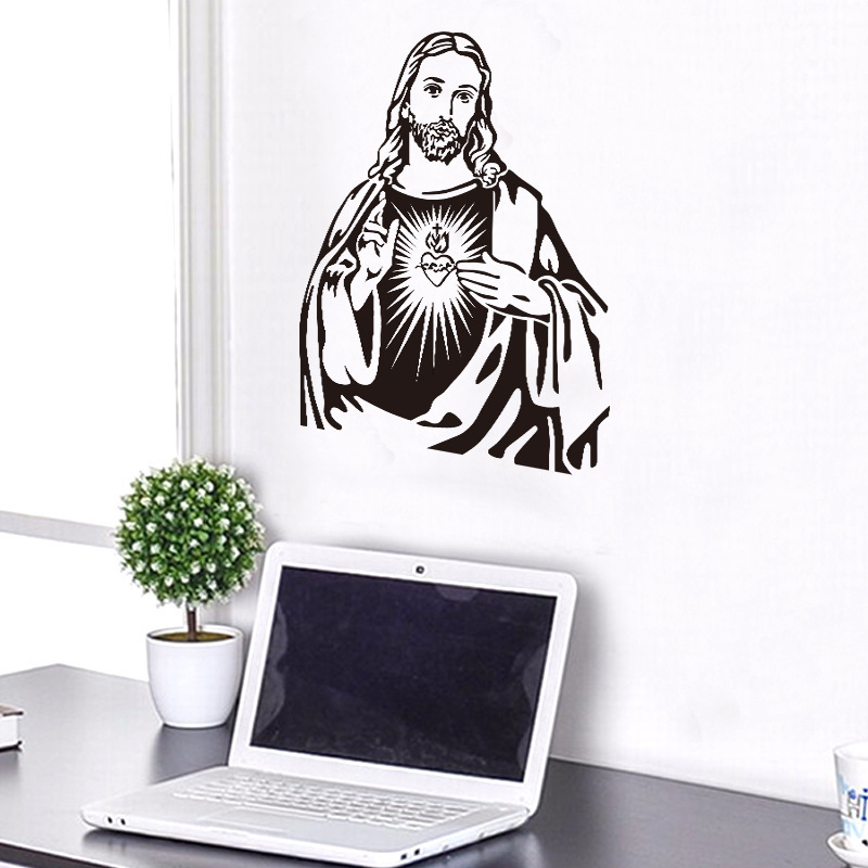 Wholesale Custom Jesus Wall Stickers PVC Removable Decorative Church Christian Jesus Wall Stickers for Bedroom