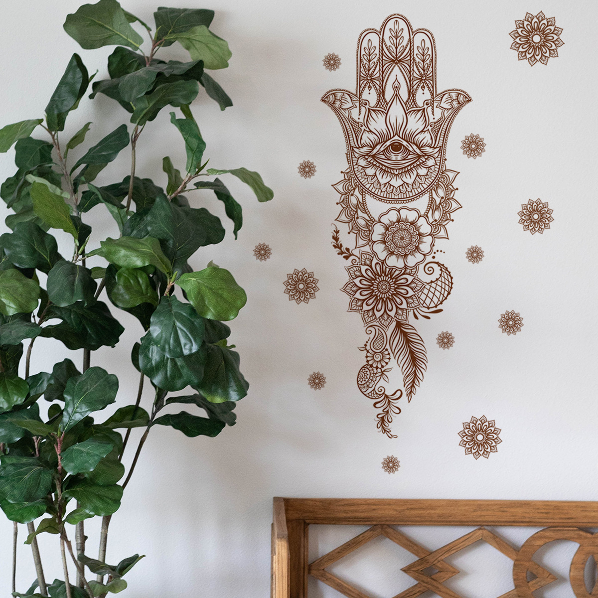 Wholesale Custom PVC Removable Islamic Muslim Mandala Plam Ramadan Wall Decor Sticker for Bedroom