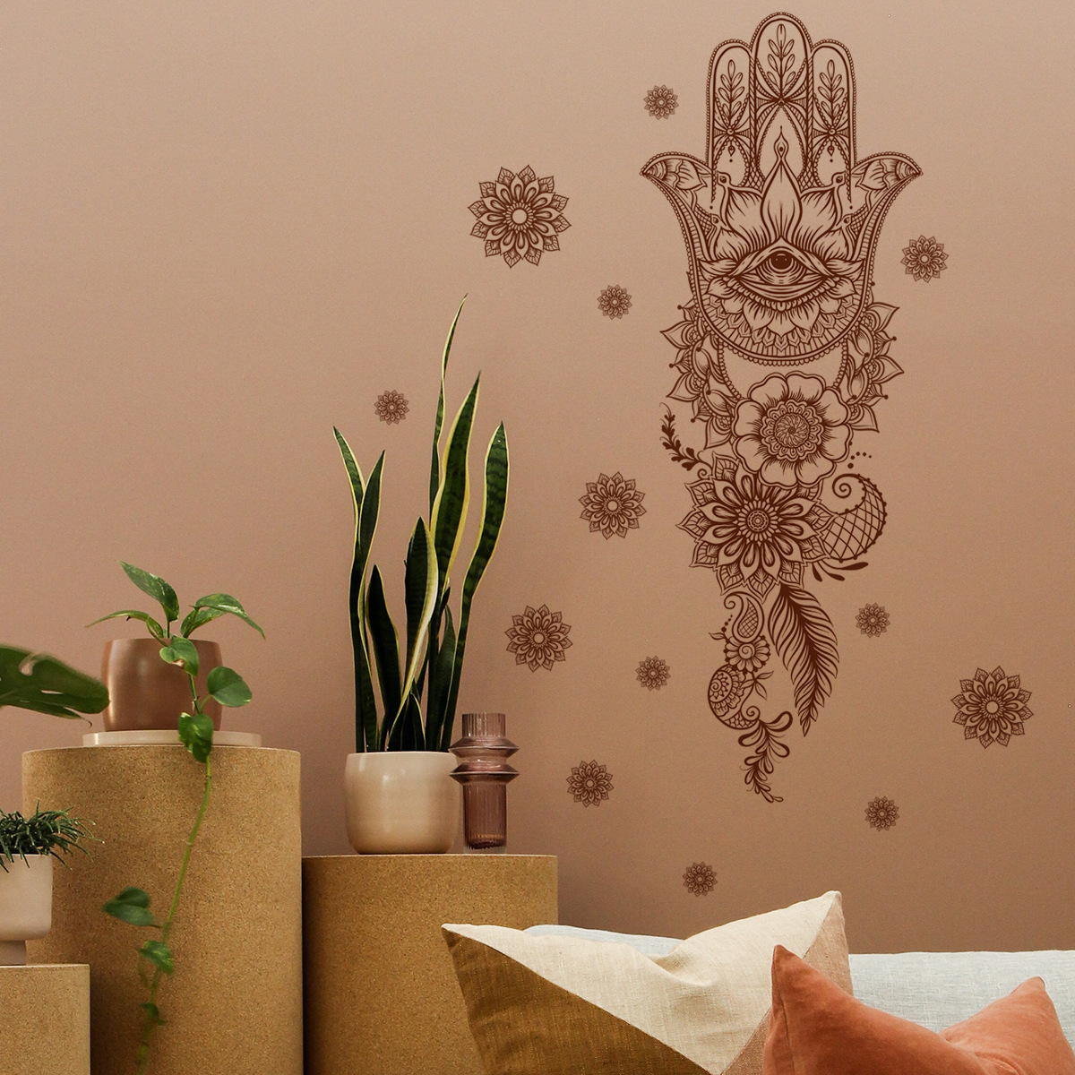 Wholesale Custom PVC Removable Islamic Muslim Mandala Plam Ramadan Wall Decor Sticker for Bedroom