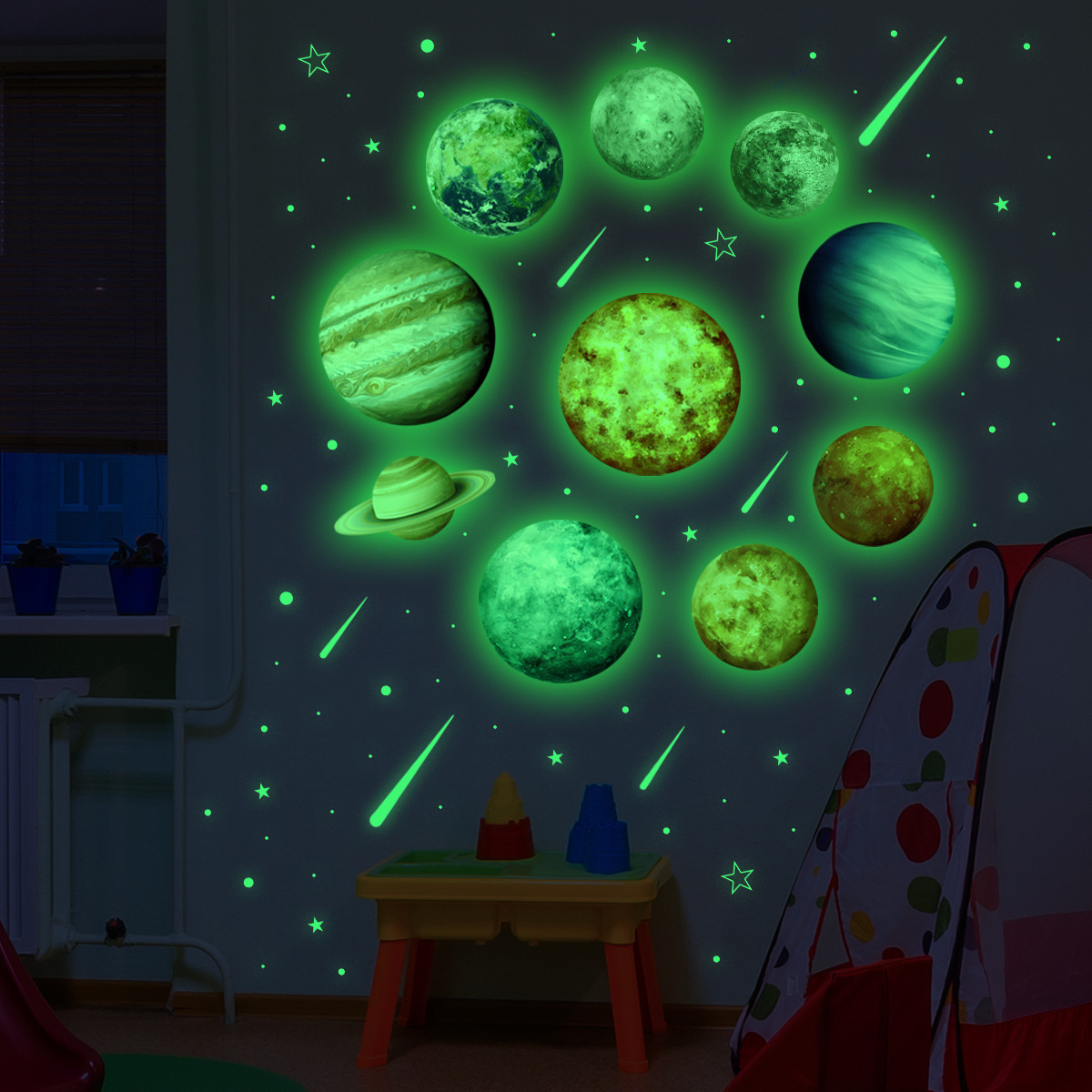 Wholesale PVC Custom Eight Planets Sun Moon Stars Luminous Glow in the Dark Decorative Wall Stickers for Kids Bedroom