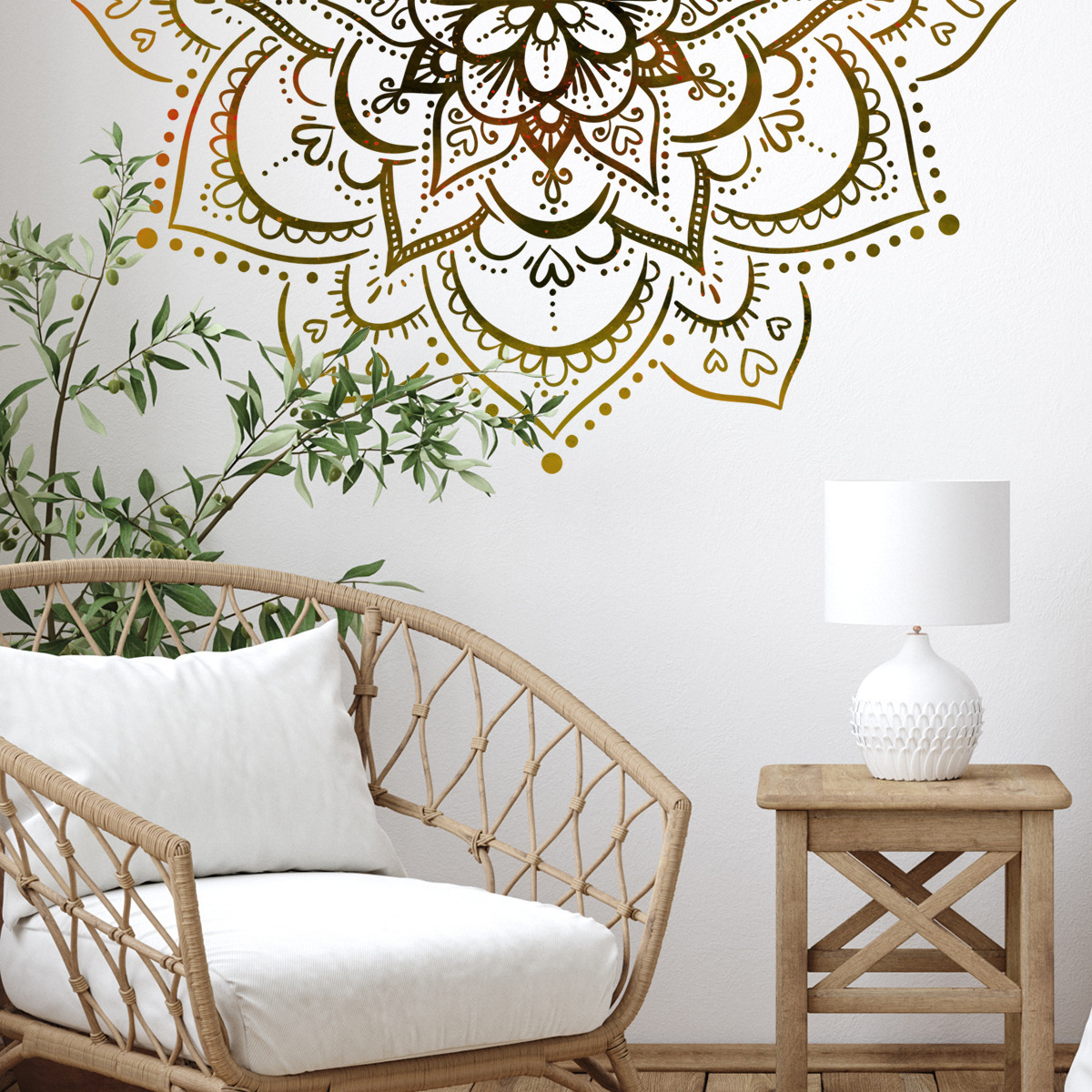 Wholesale Custom PVC Removable Wall Sticker Islamic Ramadan Mandala Flower Decorative Wall Sticker