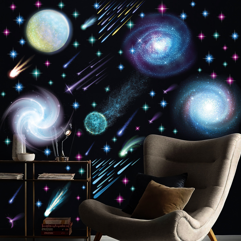 Wholesale Custom Galaxy Stars PVC Removable Glow in The Dark Wall Decorative Stickers for Kids Bedroom