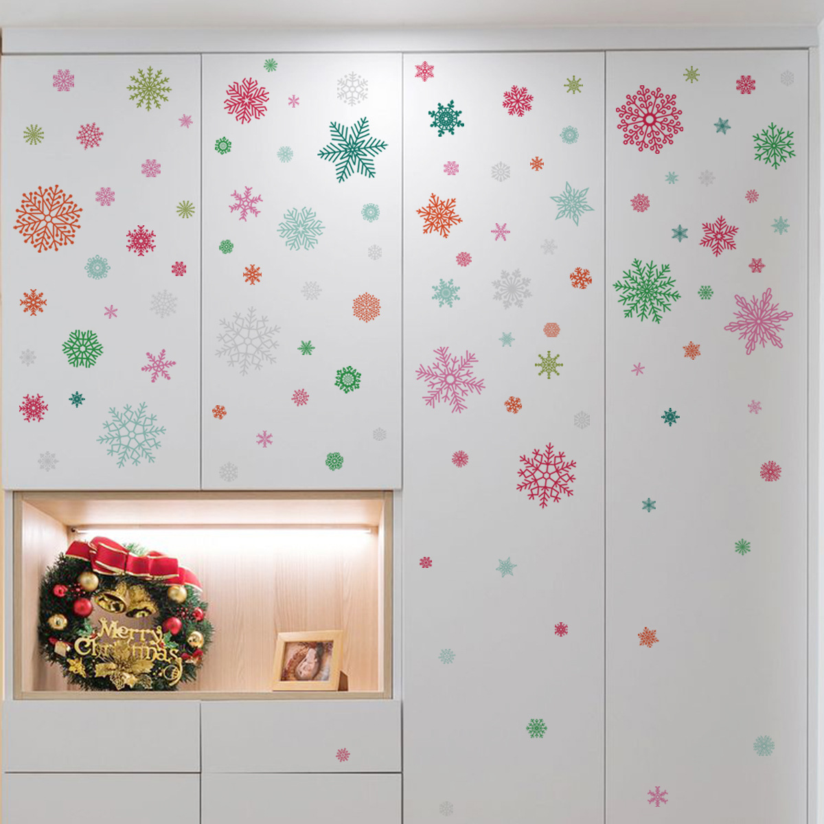 Wholesale Custom Removable PVC Snowflake Christmas Decorative Wall Window Stickers for Bedroom