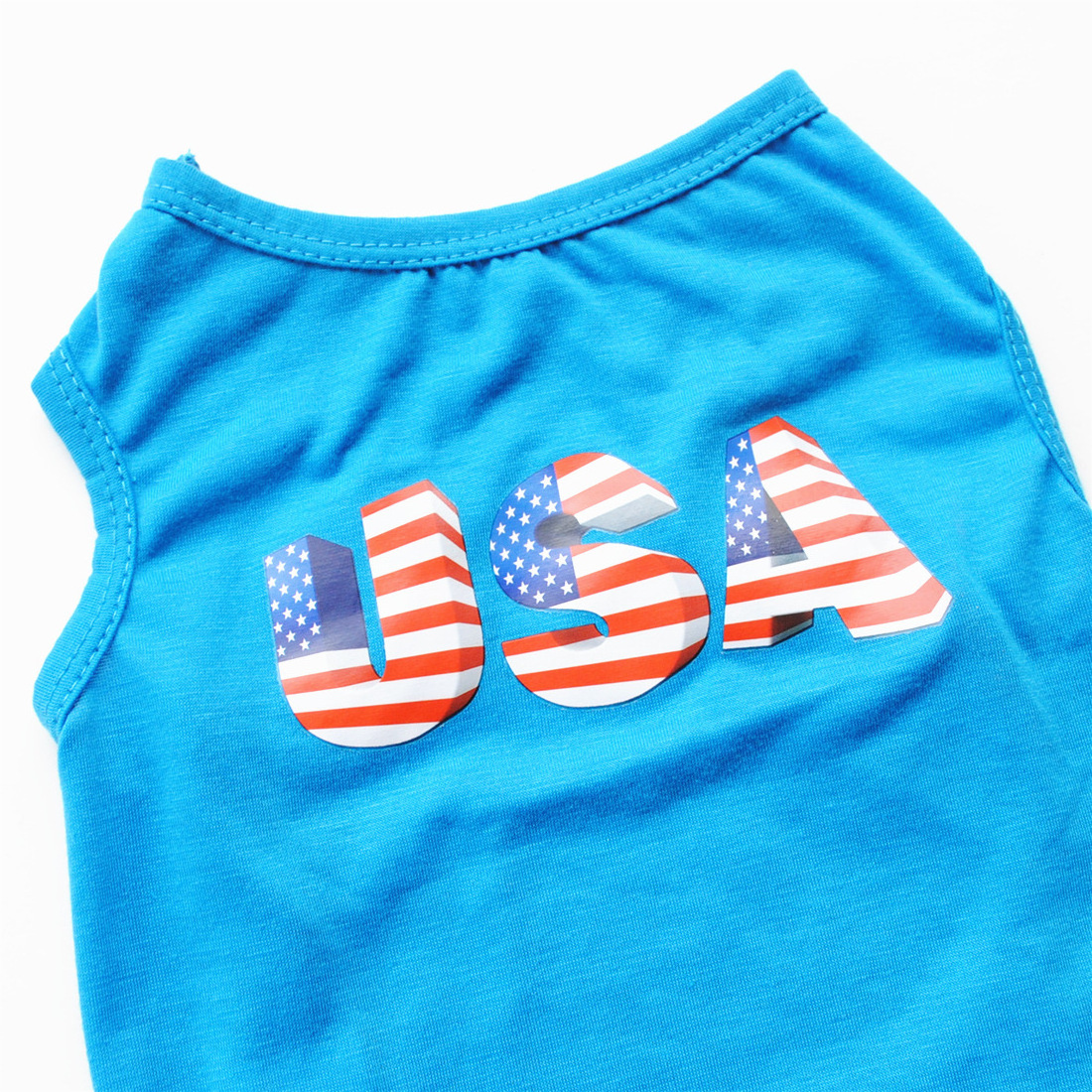 Wholesale Pet Dog Clothes Luxury Thin USA Flag Independence Day Teddy Bulldog Small Puppy Pet Dog Summer Vest Clothes