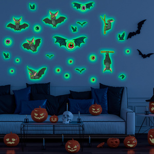 Wholesale Custom PVC Bat Eyes Fluorescent Glow in the Dark Decor Halloween Ambry Fridge Window Wall Stickers