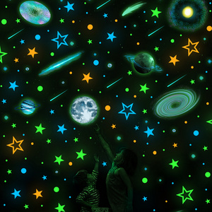 Wholesale Custom Wall Sticker Stars Planets Fluorescent Luminous Glow in the Dark Wall Decorative Stickers for Kids