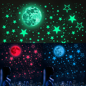 Wholesale Custom PVC Removable Stars Moon Luminous Glow in the Dark Kids Decorative Wall Sticker for Bedroom