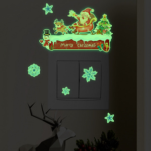 Wholesale Custom PVC Christmas Luminous Glow in the Dark Kids Room Decorative Light Switch Wall Stickers for Bedroom