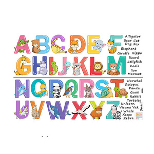 Hot Children PVC Educational Cute Cartoon Animal Alphabet Letter Nursery Decorative Wall Sticker For Kids Bedroom