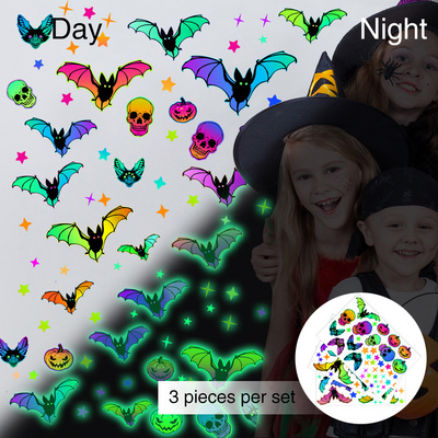 Wholesale Custom Wall Stickers PVC Luminous Glow In the Dark Bat Halloween Decor Kids Window Wall Sticker